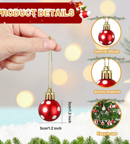 Shappy 72 Pc Mini Red Christmas Ball Ornaments 1.2 Inch Xmas Decor
