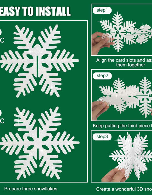 Load image into Gallery viewer, 8 PCS 3D Glitter Snowflake Decorations White Christmas Tabletop Decor
