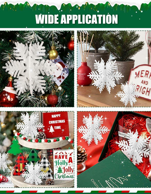 Load image into Gallery viewer, 8 PCS 3D Glitter Snowflake Decorations White Christmas Tabletop Decor
