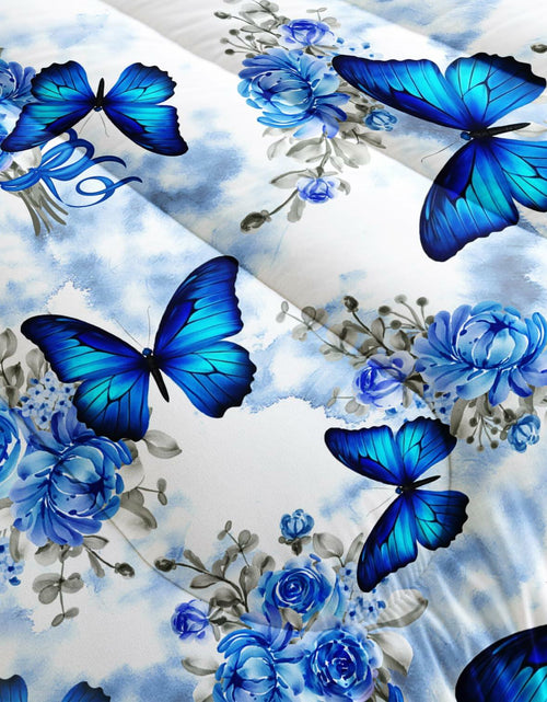 Load image into Gallery viewer, AILONEN Blue Butterfly Tie Dye Floral Comforter Set Twin 3-Piece
