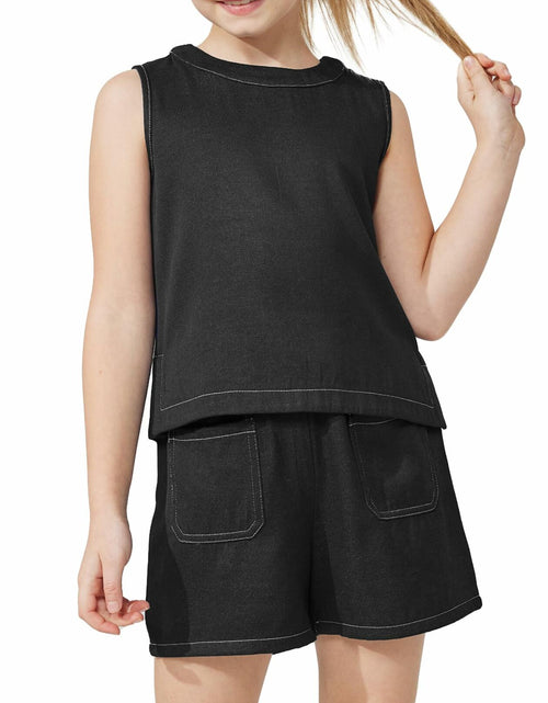 Load image into Gallery viewer, Handfrog Girls Denim Tank Top Wide Leg Pants Set Blue Size 2025
