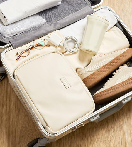 Yikisite Travel Toiletry Bag Hanging Hook Water-resistant Large Beige