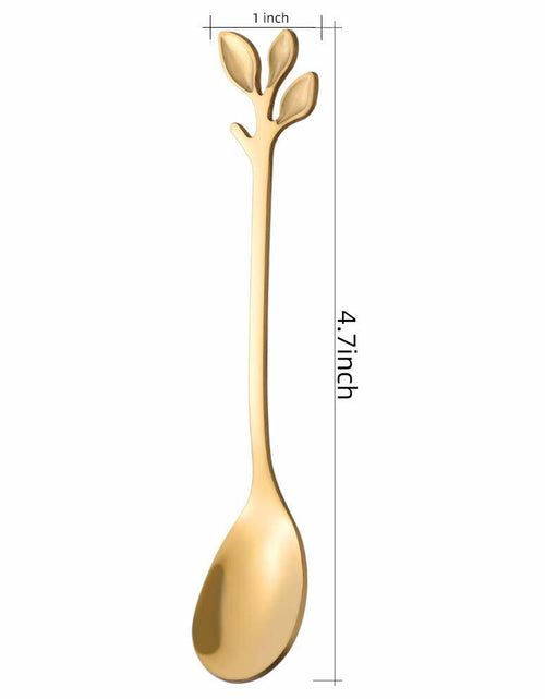 Load image into Gallery viewer, AnSaw 16-Pack Elegant Gold Leaf 4.7" Espresso Spoons Stainless Steel Mini
