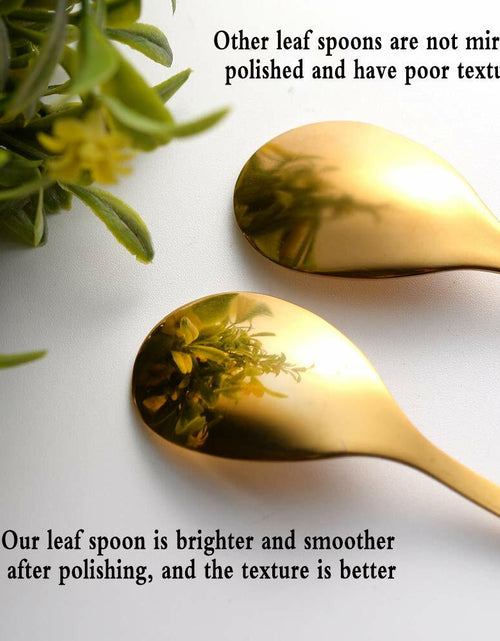 Load image into Gallery viewer, AnSaw 16-Pack Elegant Gold Leaf 4.7" Espresso Spoons Stainless Steel Mini
