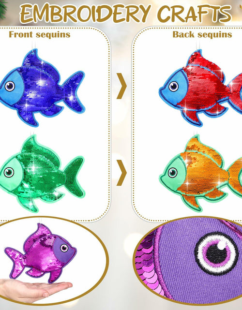 Load image into Gallery viewer, Suzile Christmas Fishing Ornaments 4 Pc Large Glitter Fish Coastal Blue
