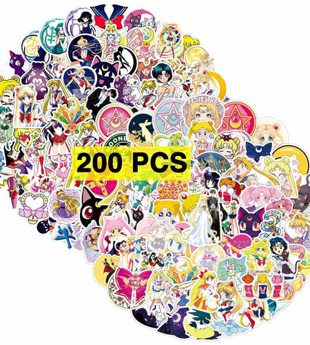 Babymiu Anime Moon Stickers 200 Pcs Vinyl Decals Party Supplies BA189