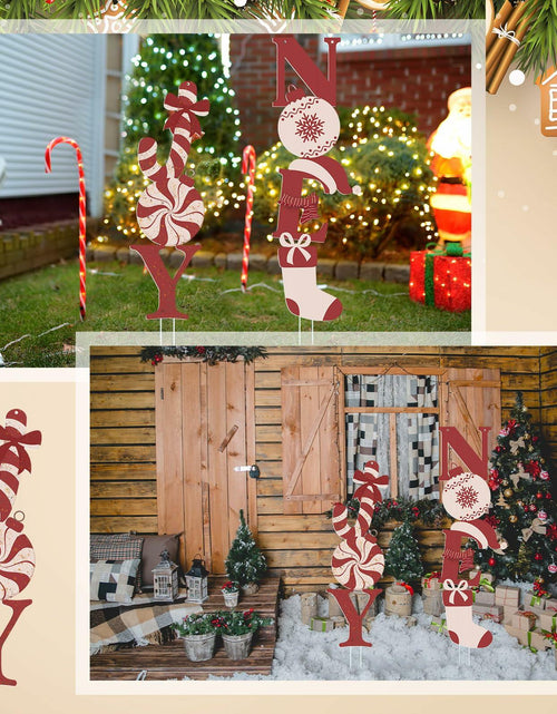 Load image into Gallery viewer, Memorywuu Christmas Noel &amp; Joy Yard Signs 2 Pcs with Stakes Outdoor Decor
