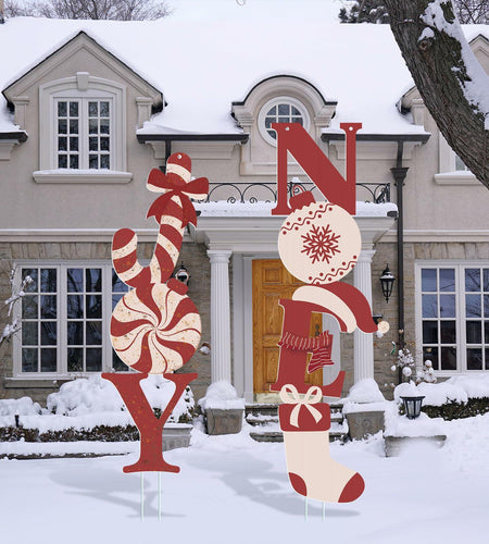 Memorywuu Christmas Noel & Joy Yard Signs 2 Pcs with Stakes Outdoor Decor