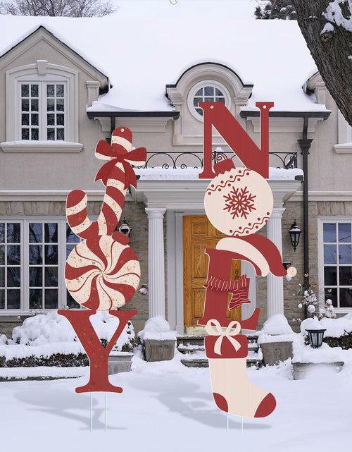 Load image into Gallery viewer, Memorywuu Christmas Noel &amp; Joy Yard Signs 2 Pcs with Stakes Outdoor Decor
