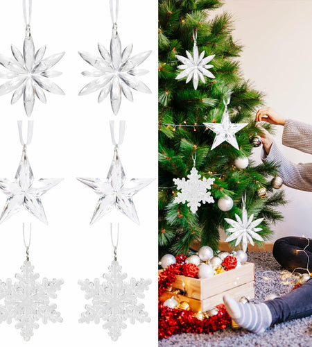 Ceoyiler 18 Pc 3D White Snowflake Christmas Tree Ornaments Hanging Decor