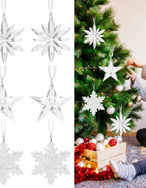 Load image into Gallery viewer, Ceoyiler 18 Pc 3D White Snowflake Christmas Tree Ornaments Hanging Decor
