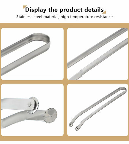 QKFU Stainless Steel BBQ Rotating Tongs for Meat and Vegetables 15 Inch
