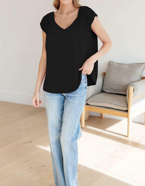 Load image into Gallery viewer, Bliwov Womens V Neck Short Sleeve Casual T Shirt Black 3XL
