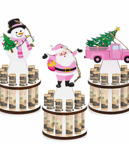 Weysat 3 Pcs Christmas Money Holder Ornaments Wooden Black Cat Xmas Decor