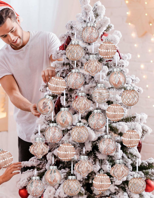 Load image into Gallery viewer, 12 Pack White Glitter Christmas Ball Ornaments 2.36in Plastic Xmas Decor
