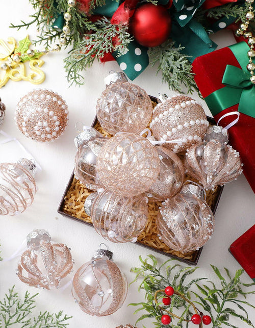 Load image into Gallery viewer, 12 Pack White Glitter Christmas Ball Ornaments 2.36in Plastic Xmas Decor
