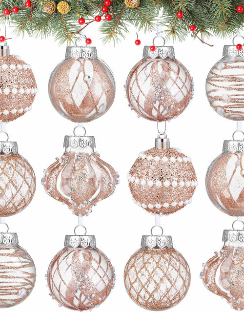 Load image into Gallery viewer, 12 Pack White Glitter Christmas Ball Ornaments 2.36in Plastic Xmas Decor
