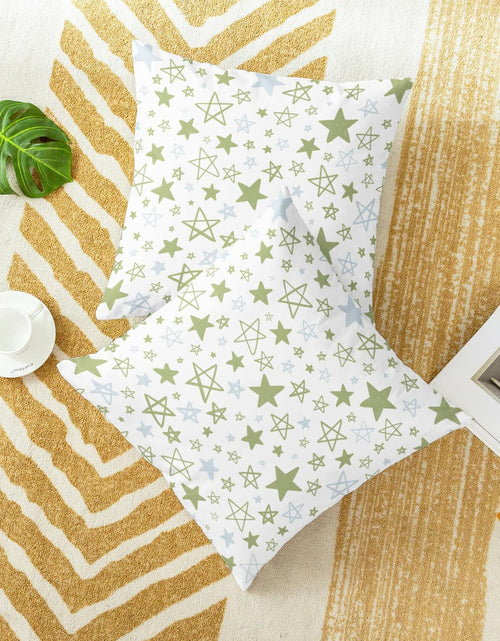 Load image into Gallery viewer, CaliTime Throw Pillow Covers Pack of 2 Cozy Fleece Stars 18x18in Sage Green
