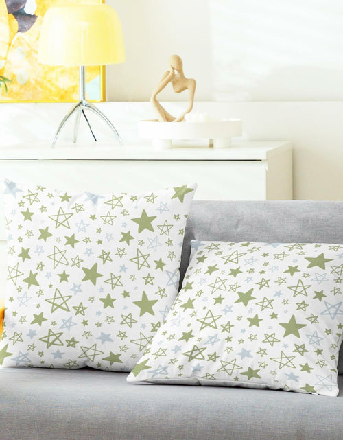 Load image into Gallery viewer, CaliTime Throw Pillow Covers Pack of 2 Cozy Fleece Stars 18x18in Sage Green
