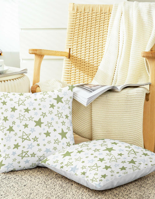 Load image into Gallery viewer, CaliTime Throw Pillow Covers Pack of 2 Cozy Fleece Stars 18x18in Sage Green

