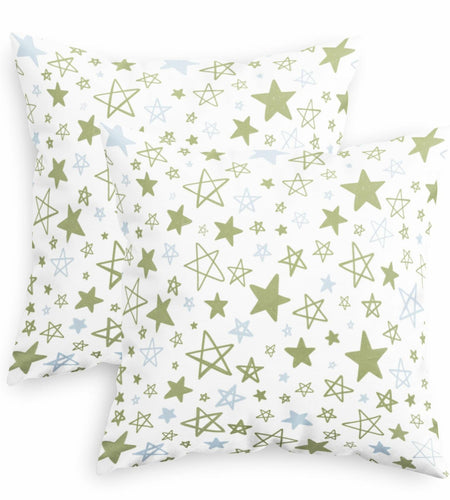 CaliTime Throw Pillow Covers Pack of 2 Cozy Fleece Stars 18x18in Sage Green
