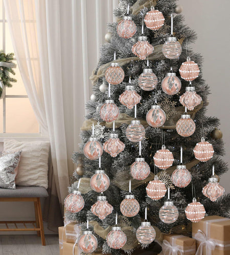 12 Pack White Glitter Christmas Ball Ornaments 2.36in Plastic Xmas Decor