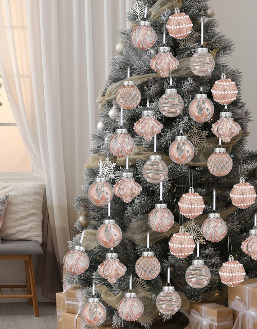 Load image into Gallery viewer, 12 Pack White Glitter Christmas Ball Ornaments 2.36in Plastic Xmas Decor
