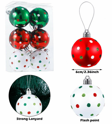 Sumind Christmas Balls Ornaments 6 Pcs 2.4in Swirl Candy Red Green Xmas