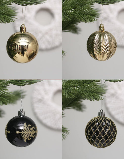 Load image into Gallery viewer, RoseCraft 60mm Hand-Printed Christmas Ball Ornaments Set 24PCS Black/Gold
