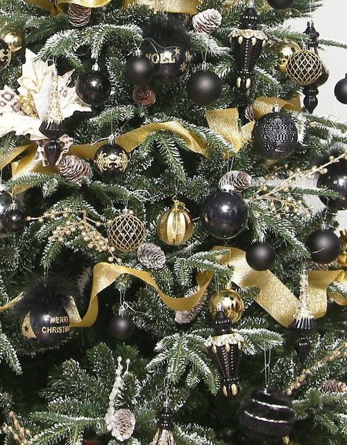 Load image into Gallery viewer, RoseCraft 60mm Hand-Printed Christmas Ball Ornaments Set 24PCS Black/Gold
