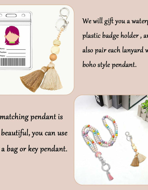 Load image into Gallery viewer, Teacher Lanyard with ID Holder Wooden Bead Silicone Boho Pendant Style E
