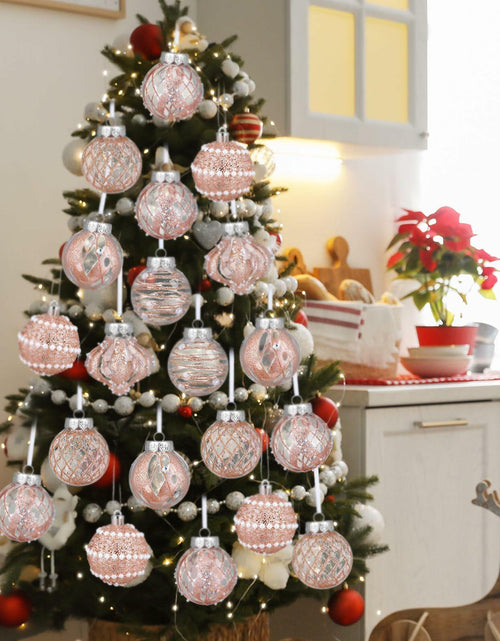Load image into Gallery viewer, 12 Pack White Glitter Christmas Ball Ornaments 2.36in Plastic Xmas Decor
