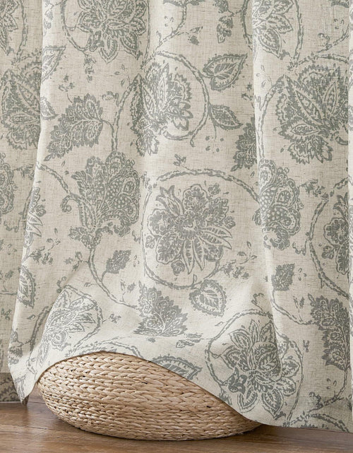 Load image into Gallery viewer, [Like_new] jinchan Linen Curtains Gray Floral Paisley 63in Length 2 Panels
