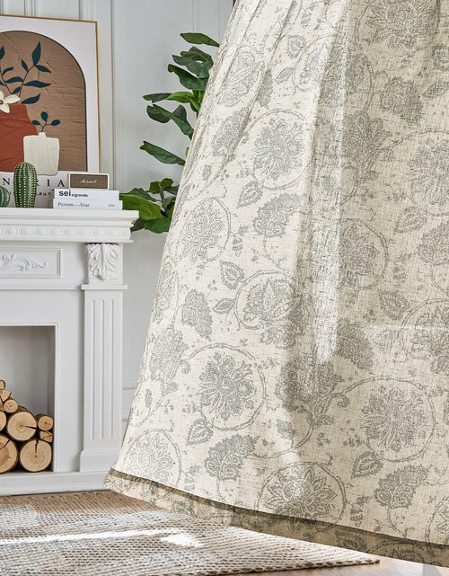 Load image into Gallery viewer, [Like_new] jinchan Linen Curtains Gray Floral Paisley 63in Length 2 Panels
