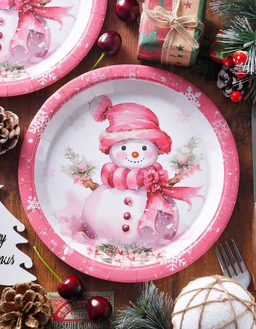 Load image into Gallery viewer, JASSEWRLY 40Pcs Christmas Snowman Disposable Paper Plates Holiday Party

