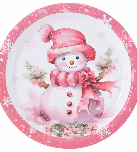 JASSEWRLY 40Pcs Christmas Snowman Disposable Paper Plates Holiday Party