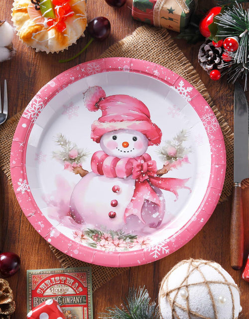 Load image into Gallery viewer, JASSEWRLY 40Pcs Christmas Snowman Disposable Paper Plates Holiday Party
