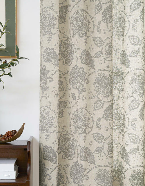 Load image into Gallery viewer, [Like_new] jinchan Linen Curtains Gray Floral Paisley 63in Length 2 Panels
