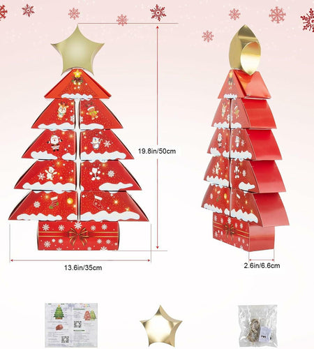 Decoration Boxes Tree Shape LED Light Gift Boxes 19.8x13.6x2.6in Set of 11