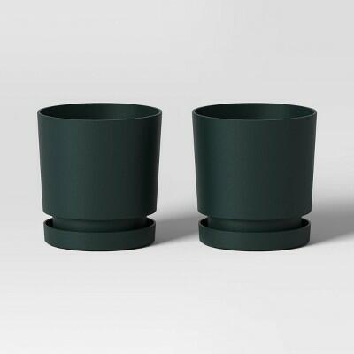 Load image into Gallery viewer, Room Essentials™ 2pc Recycled Resin Planter Pots Green 4x4x4 Indoor Outdoor
