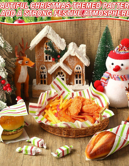 Load image into Gallery viewer, Tenceur 150 Pcs Christmas Wax Paper Sheets Red Green Striped Parchment

