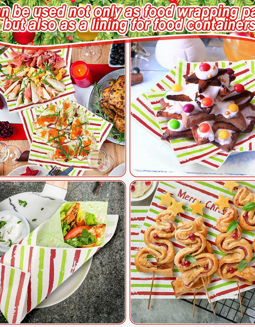 Load image into Gallery viewer, Tenceur 150 Pcs Christmas Wax Paper Sheets Red Green Striped Parchment
