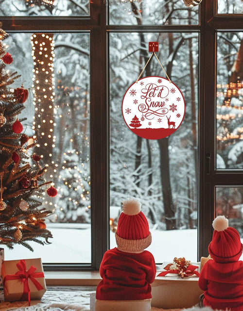 Load image into Gallery viewer, Absnfatu Let It Snow Christmas Wood Door Sign Hanging Decor
