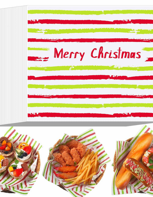 Load image into Gallery viewer, Tenceur 150 Pcs Christmas Wax Paper Sheets Red Green Striped Parchment
