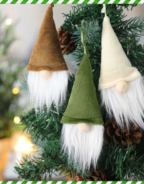 Load image into Gallery viewer, [Like New] Motionchic 12 Pack Christmas Neutral Boho Velvet Gnome Ornaments
