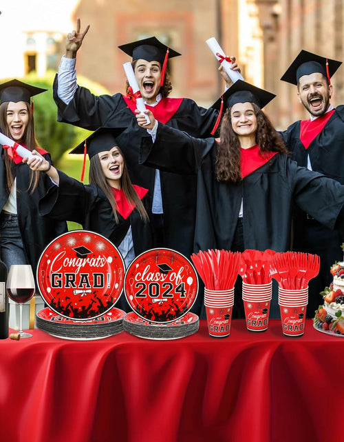 Load image into Gallery viewer, LELEMON Graduation Party Supplies Red Tableware Set Serves 25 Disposable
