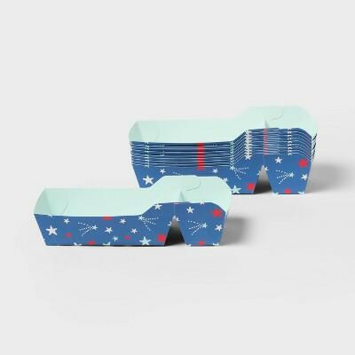 Load image into Gallery viewer, Sun Squad 10ct Divided Snack Tray Square Blue Red White Stars
