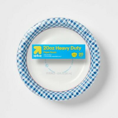 Load image into Gallery viewer, Up&amp;up Disposable Bowl Blue Checkered 20oz 20ct
