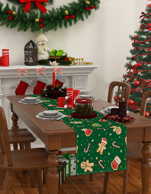 Load image into Gallery viewer, Rvsticty Linen Christmas Table Runner Winter Xmas Decorations 13x72"
