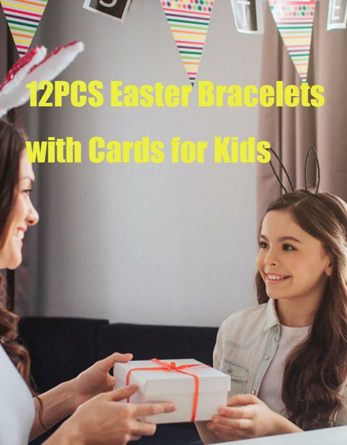 Load image into Gallery viewer, 12PCS Easter Bunny Bracelets with Cards Basket Stuffers Eggs Fillers
